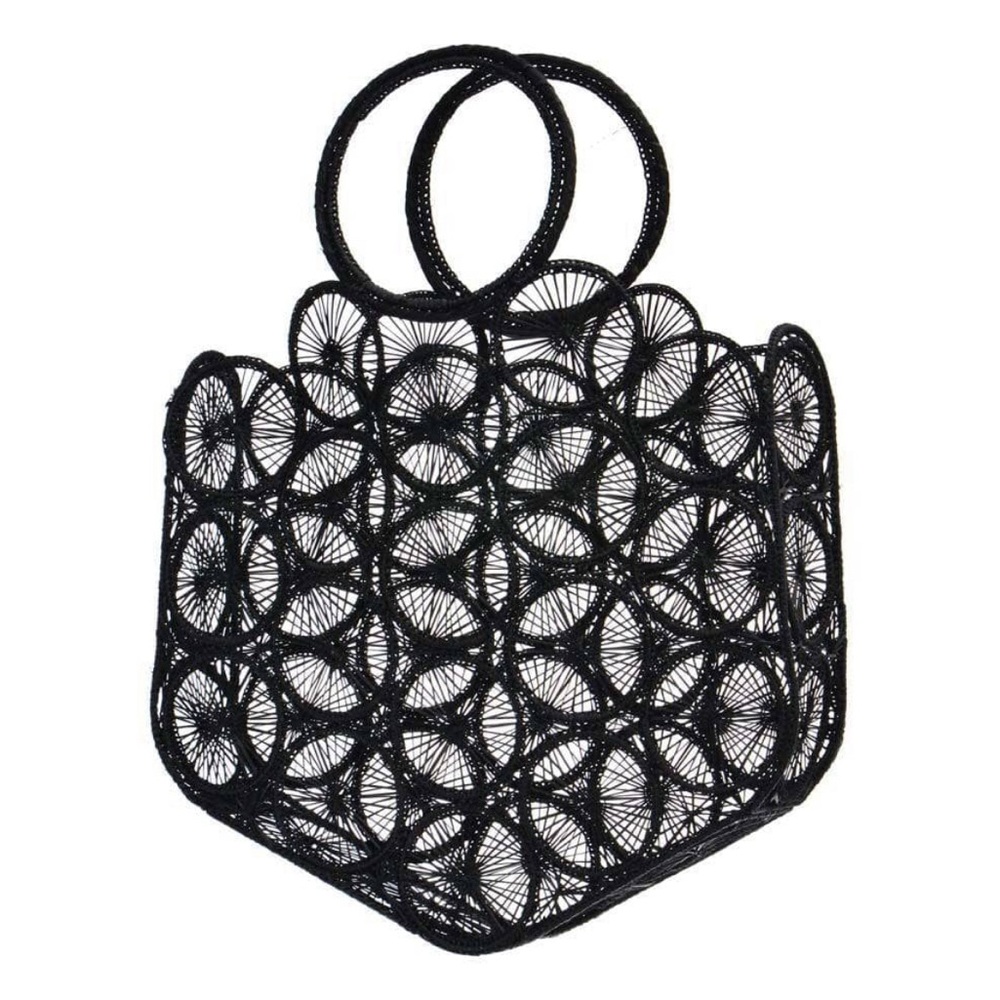 Guadalupe Alamo Basket Weave Bag In Black